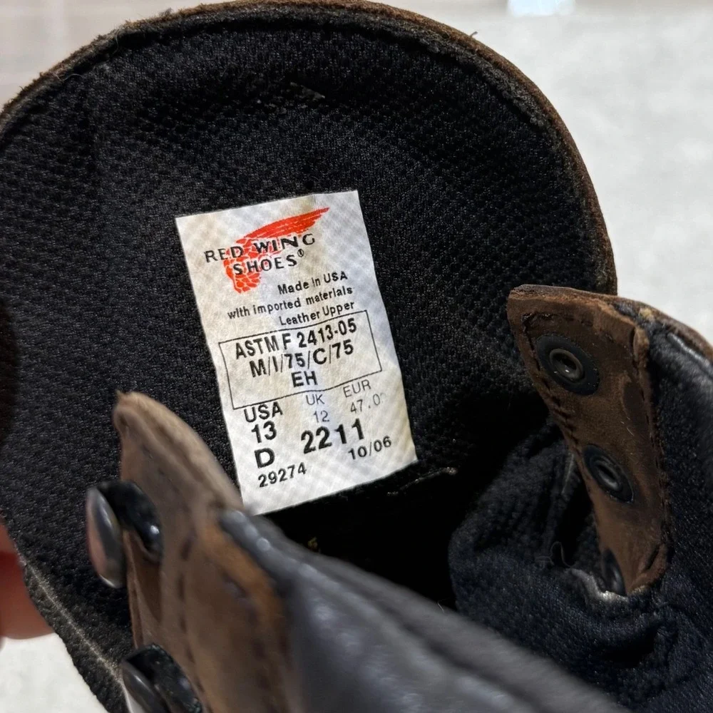 Red Wing 2211 Waterproof Safety Toe Work Boots 13D Leather 600G Thinsulate NIB